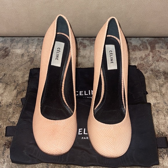 Celine Phoebe Philo Pink Python Wooden Heels - Picture 2 of 10